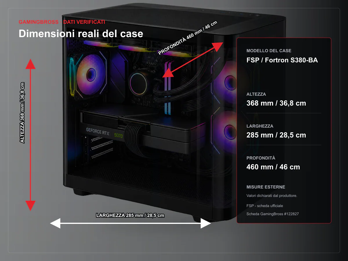 BROSS NEBULA FSP S380 – dimensioni reali del case