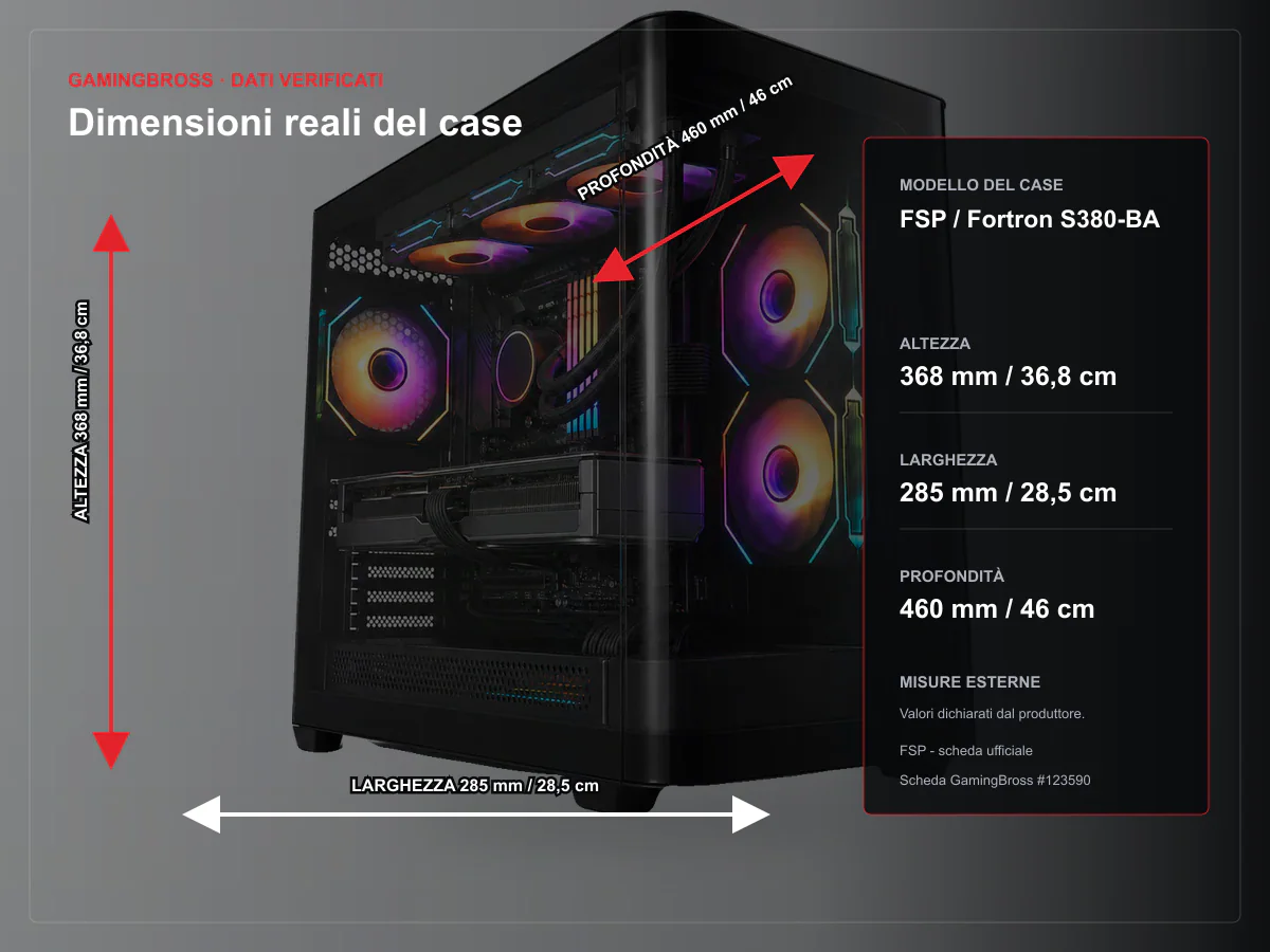 BROSS SPECTRA FSP S380 – dimensioni reali del case BROSS SPECTRA FSP S380 – dimensioni reali del case