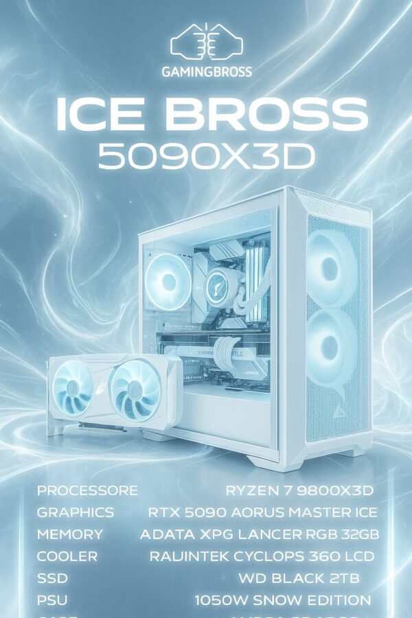 BUILD NAME: ICE BROSS 5090X3D – 32GB RAM DDR5 / Ryzen 7 9800X3D /RTX 5090/ Nvme 2TB / W11 PRO - immagine 2