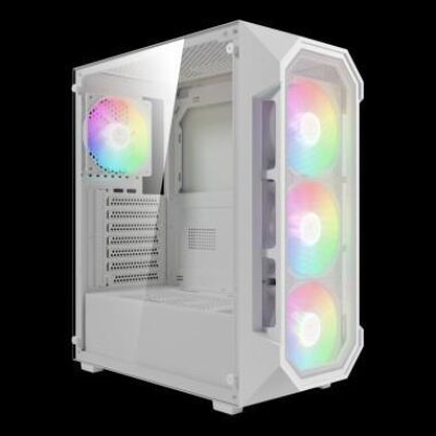 GAMDIAS CASE MID TOWER AURA GC1 ELITE WHITE 4*120mm ARGB FAN TG MESH – GAMAURAGC1ELITEWHARG