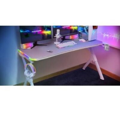 MARSGAMING GAMING DESK MGD140 RGB 3D BIANCA 140CM F.MOUSEPAD SUPP. CUFFIA&B – MGD140RGBW