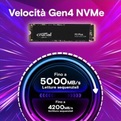 SSD CRUCIAL 2TB P3 PLUS CT2000P3PSSD8 M.2 NVME 4×4 R/W 5000/4200 (SIAE) – CRCT2000P3PSSD8