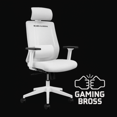 MARSGAMING SEDIA GAMING ERGONOMICA MGC-ERGO WH MAGLIA ACCIAIO  & BIANCA – MGCERGOWH