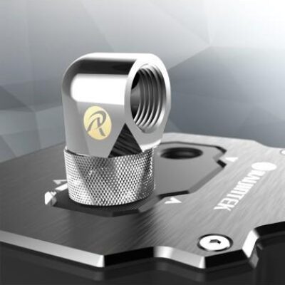 RAIJINTEK RACCORDO 90GR MF0906 SILVER (6pcs) compatibile con G1/4 – RAIG14FITMF0906SILV
