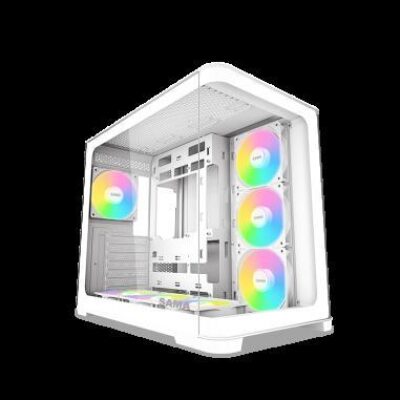 SAMA MID TOWER V60 WHITE DOPPIA CAMERA 2*TG 7*FAN WHITE120mm ARGB PWM – SAMAV60WHITE