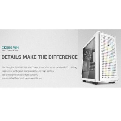 DEEPCOOL CASE MID TOWER CK560WH WHITE TG 3×120+1x140mm FAN R-CK560-WHAAE4-G