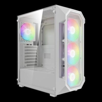 GAMDIAS CASE MID TOWER AURA GC1 ELITE WHITE 4*120mm ARGB FAN TG MESH