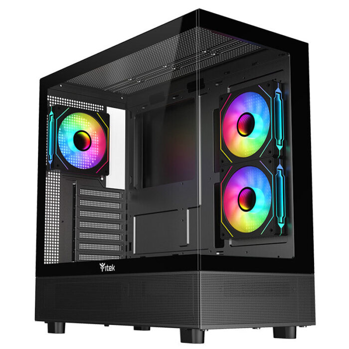 Case SHOWBUI 42B – Gaming Tower- ATX- 3x12cm ARGB fan- 2xUSB3- Type-C- Side & Front Panel Temp Glass