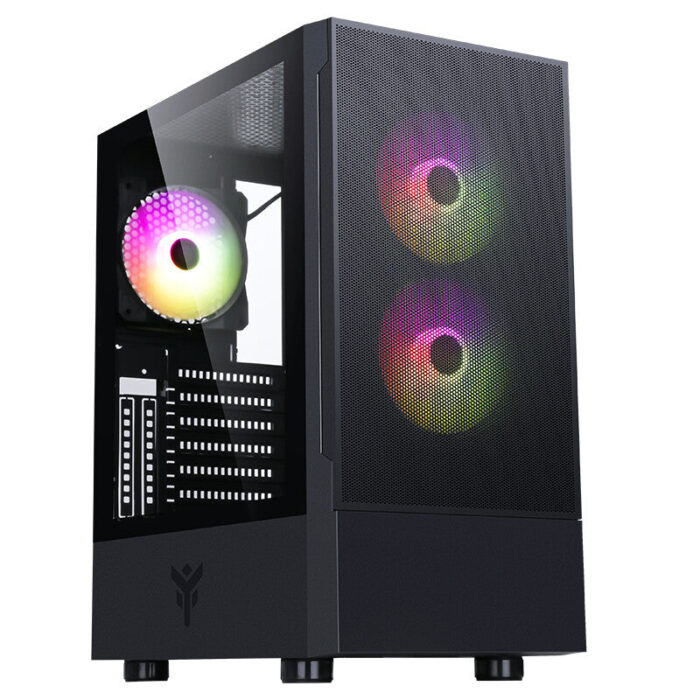 Case SIISBE 3.0 – Gaming Middle Tower- 3x12cm ARGB fan- USB3- Side Panel Temp Glass with hinge