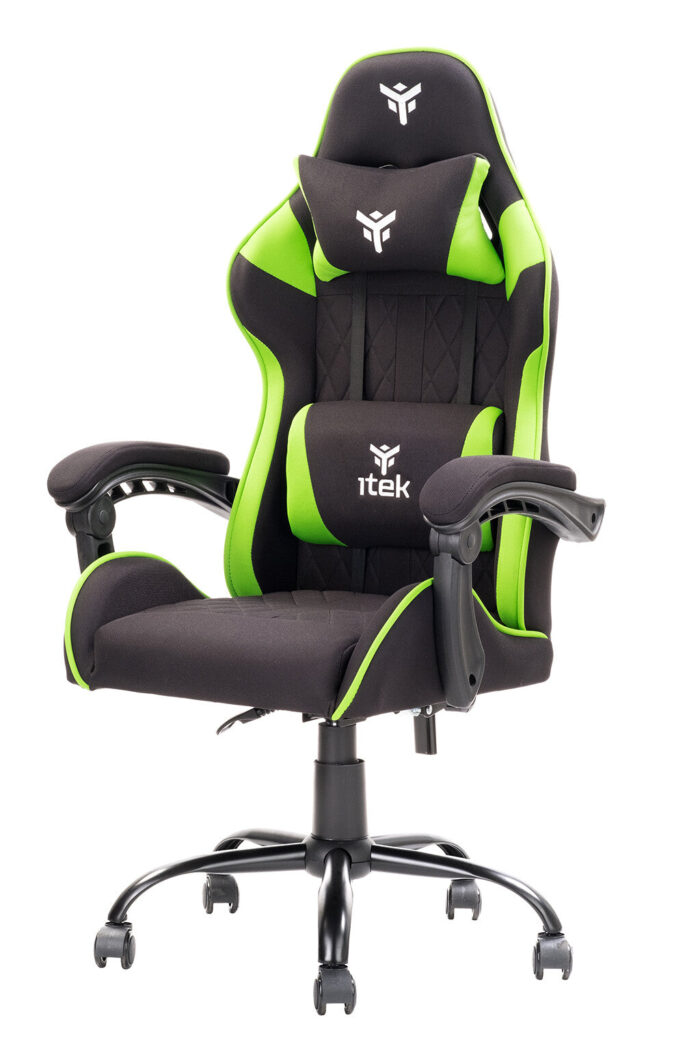 itek Gaming Chair RHOMBUS FF10 – Tessuto- Doppio Cuscino- Schienale Reclinabile- Nero Verde