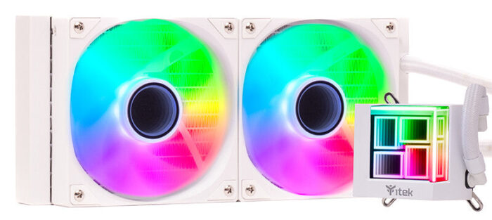 Dissipatore a liquido HYDRO CUBE 240W – 240mm- Skt Universale- PWM fan- ARGB- White Edition