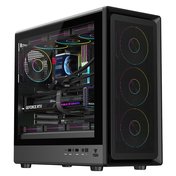 Case MESHCORE 36B – Gaming Tower- ATX- 4x12cm ARGB fan- 2xUSB3- Type-C- Temp Glass Side Panel
