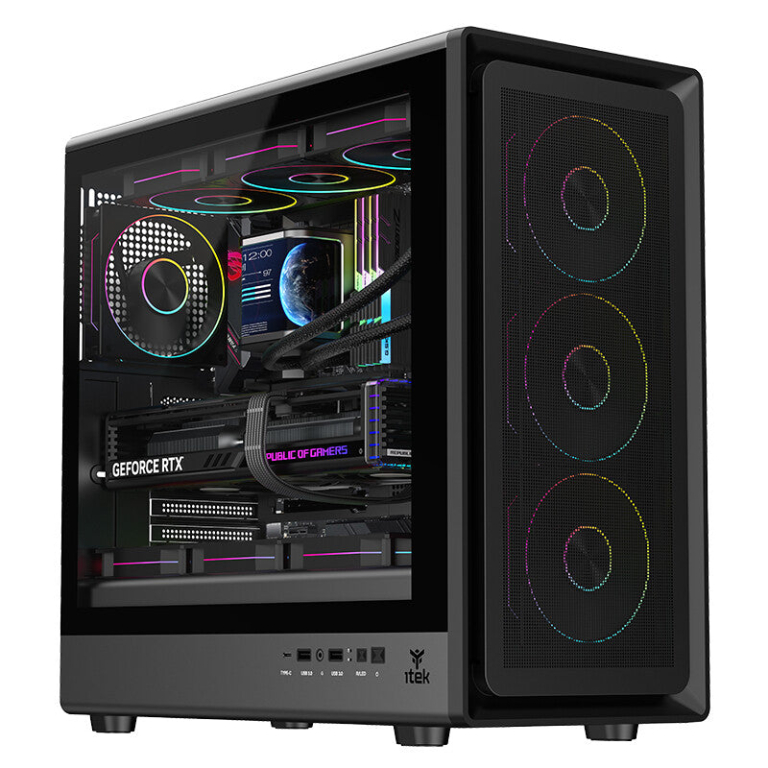 Case MESHCORE 36B - Gaming Tower- ATX- 4x12cm ARGB fan- 2xUSB3- Type-C- Temp Glass Side Panel