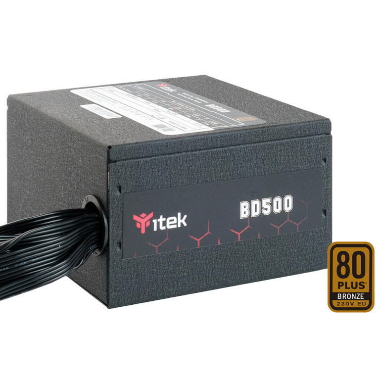 Alimentatore BD500 - 500W- 80Plus EU Bronze- PFC Attivo- Ventola HDB 12cm- DC to DC