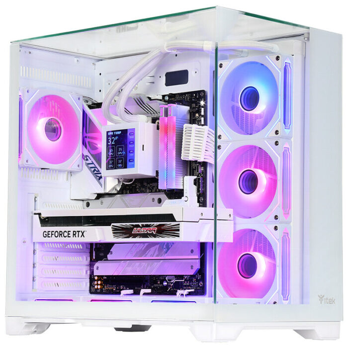 Case DARK CAVE PANO – Gaming Tower- ATX- 4x12cm ARGB fan- 2xUSB3- Type-C- Temp Glass Top- Side & Front Panel- White Edition