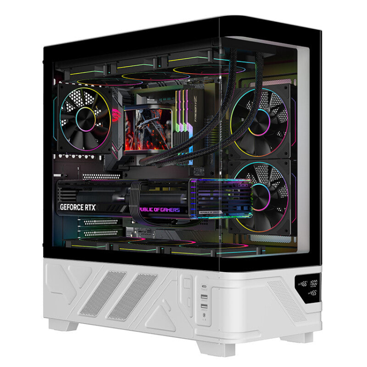 Case NETRON CURVED – Gaming Tower- ATX- 3x12cm ARGB fan- 2xUSB3- Type-C- Darker Temp Glass Side & Front Panel- Display