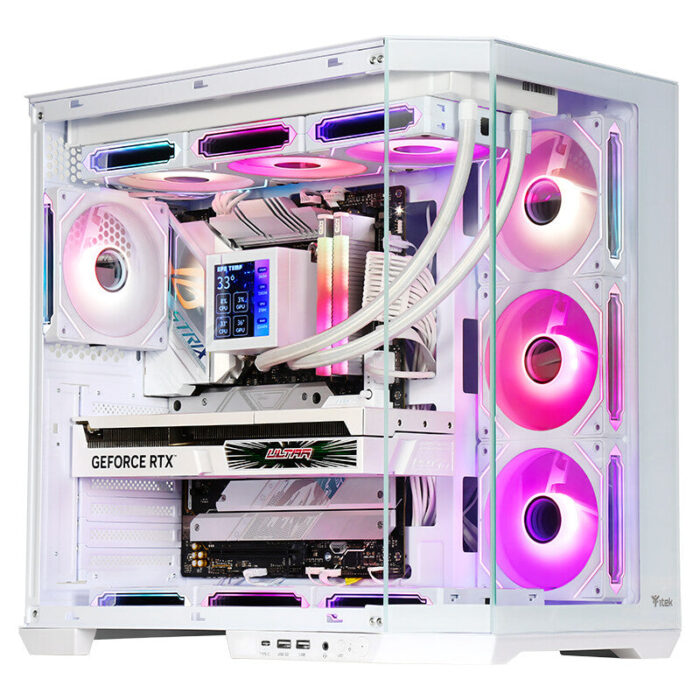Case DARK CAVE AKU – Gaming Tower- ATX- 4x12cm ARGB fan- USB3- Type-C- Temp Glass Side & Front Panel- White Edition
