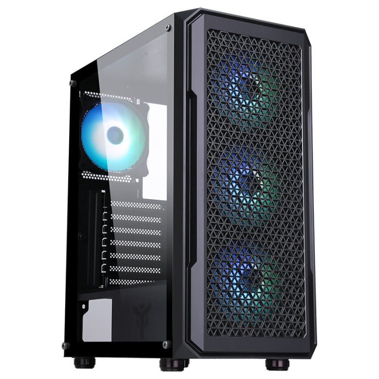 Case SIX TRIANGLE – Gaming Middle Tower- 4x12cm ARGB fan- USB3- Side Panel Temp Glass