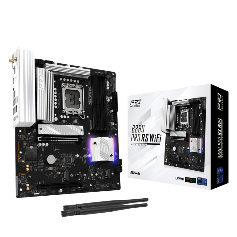MB Asrock 1851 Intel B860 PRO RS WIFI- 4*DDR5 4*SATA3- 3*M.2- HDMI- DP- WiFi 6E + BT- ATX