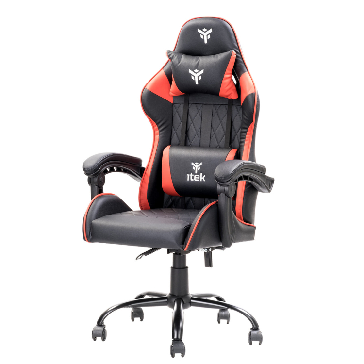 itek Gaming Chair RHOMBUS PF10 – PVC-  Doppio Cuscino- Schienale  Reclinabile- Nero Rosso