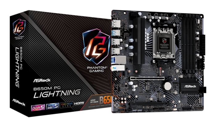MB Asrock AM5 B650M PG LIGHTNING- 4*DDR5 4*SATA3- 3*M.2- HDMI- DP- mATX