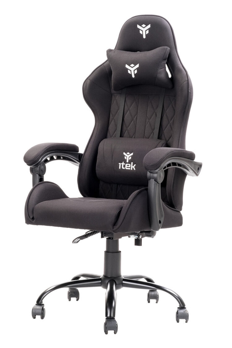 itek Gaming Chair RHOMBUS FF10 – Tessuto- Doppio Cuscino- Schienale Reclinabile- Nero Nero