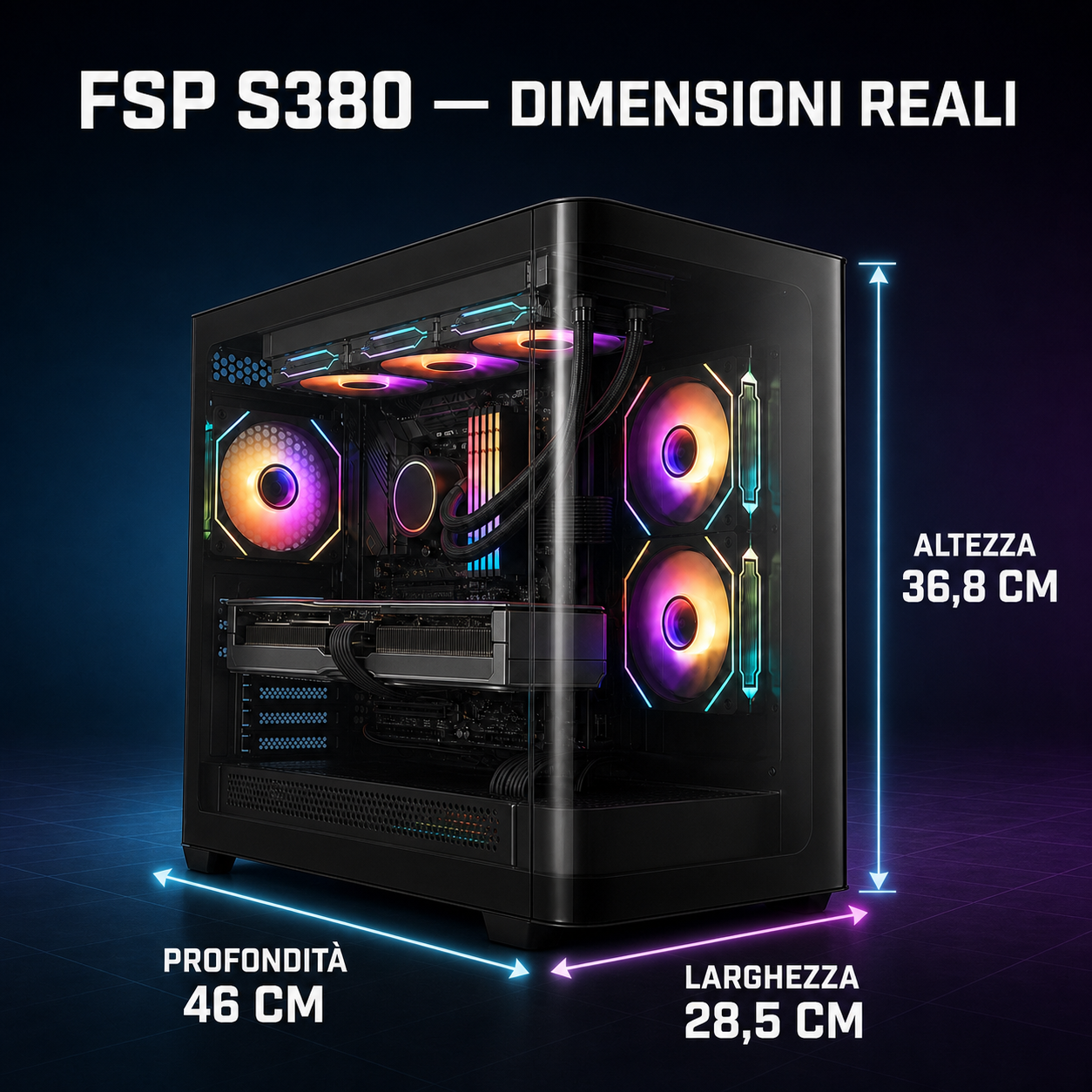 BROSS SPECTRA FSP S380 – dimensioni reali del case