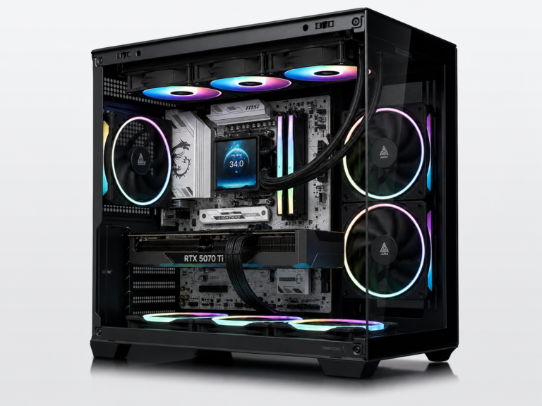 BROSS TITAN – Ryzen 7 9800X3D, RTX 5070 Ti 16GB, 32GB DDR5 CL32 6400, AURA 360 LCD | Pronta Consegna · 1 Pezzo