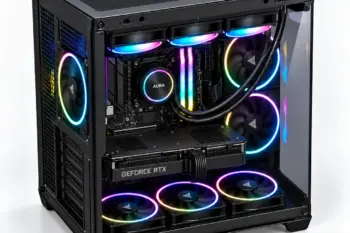 Illustrazione digitale del PC GamingBross BROSS LAMPO con GeForce RTX 5060, case nero panoramico e raffreddamento AIO